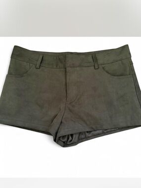 Zara Olive Green Suede-Look Shorts